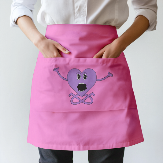 Purple Heart with Love Pink Half Apron