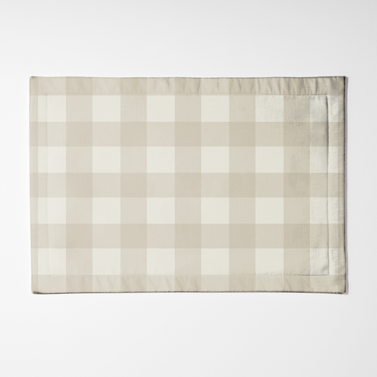 ONE Large Gingham Placemat - Pebble in Lightweight Linen