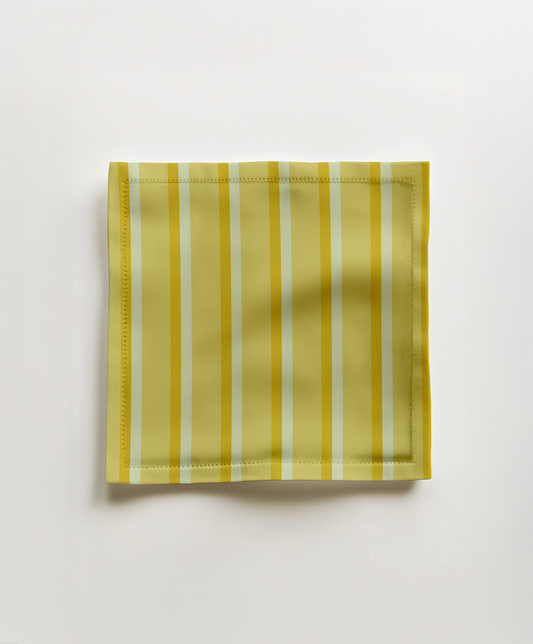 Candy Stripes Cocktail Napkin in Yellow in Lightweight Linen