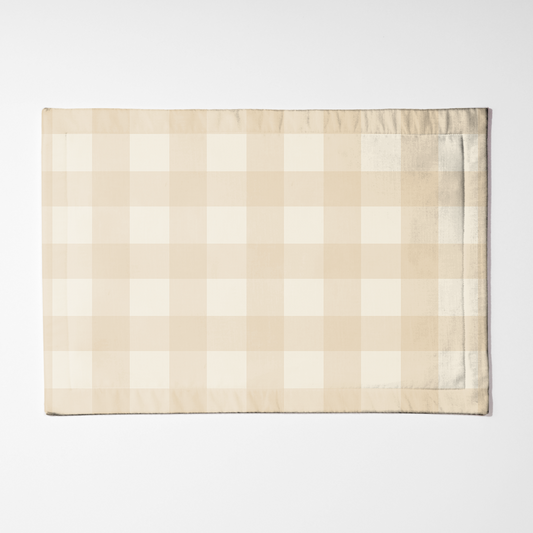 ONE Large Gingham Placemat - Eggshell in Lightweight Linen