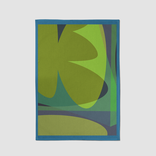 Big Shapes Tea Towel in Green and Blue