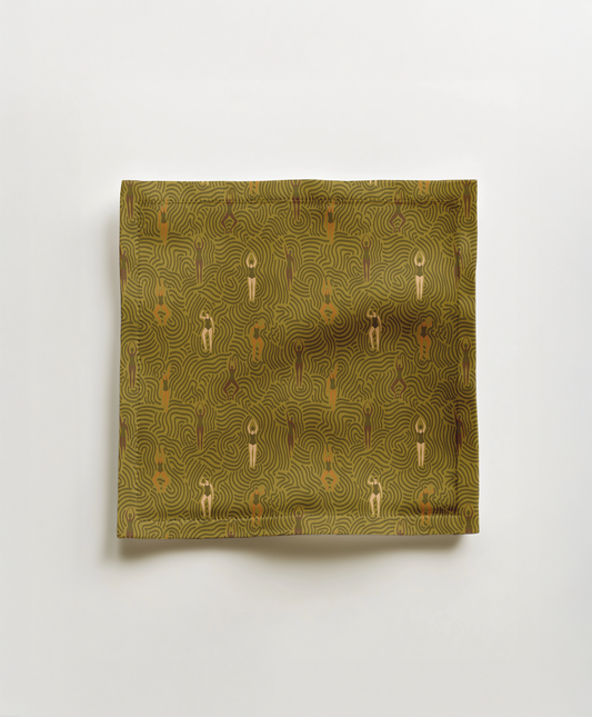 Swimmers in Summer in Gold Cocktail Napkin in Lightweight Linen
