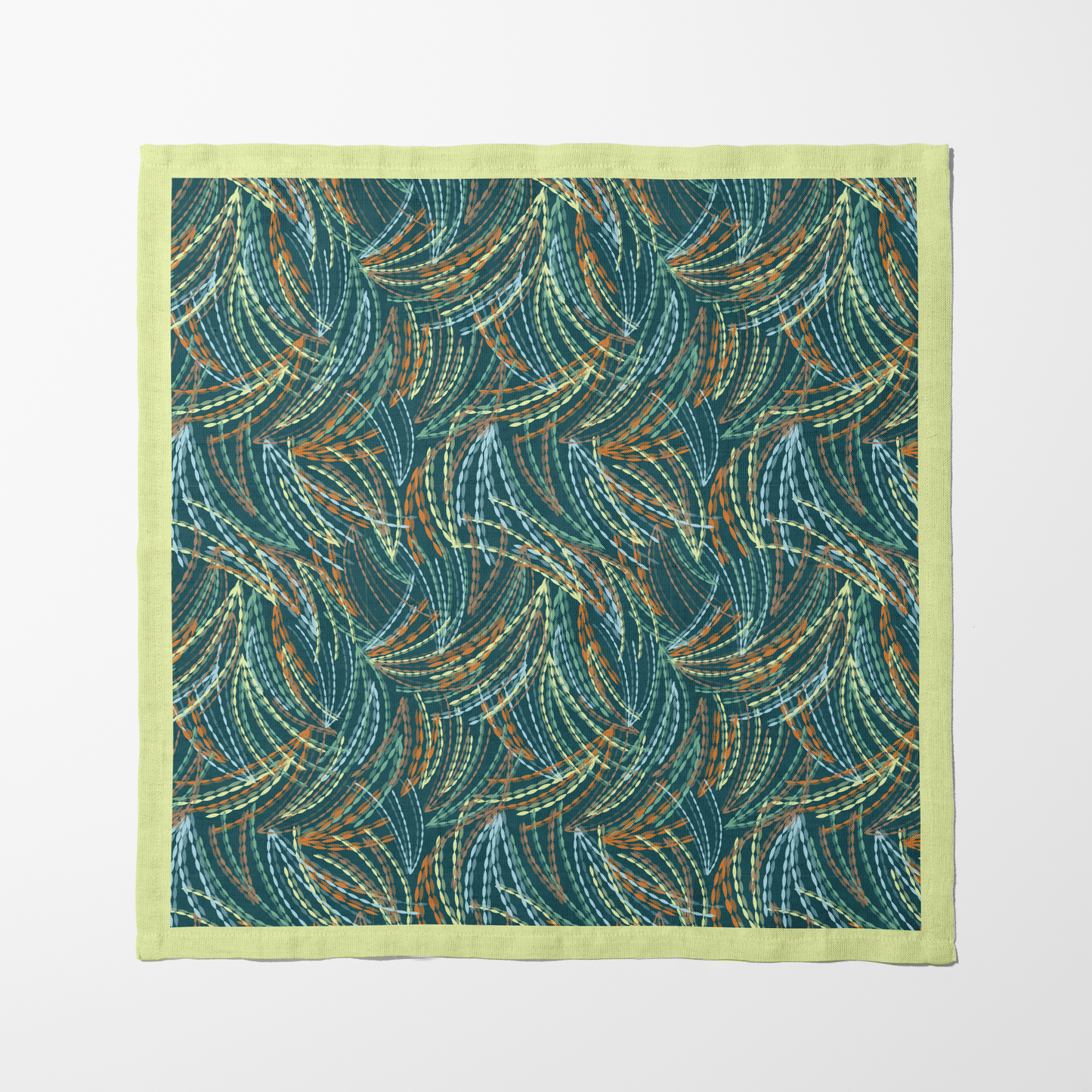 Emerald Geo Retro Napkin in Organic Cotton Voile