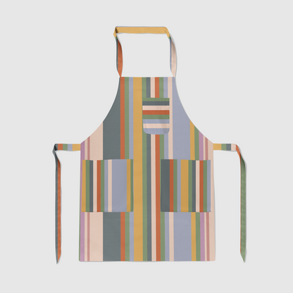 Sweet Stripes Full Chef Apron in Organic Cotton Canvas Mid Weight