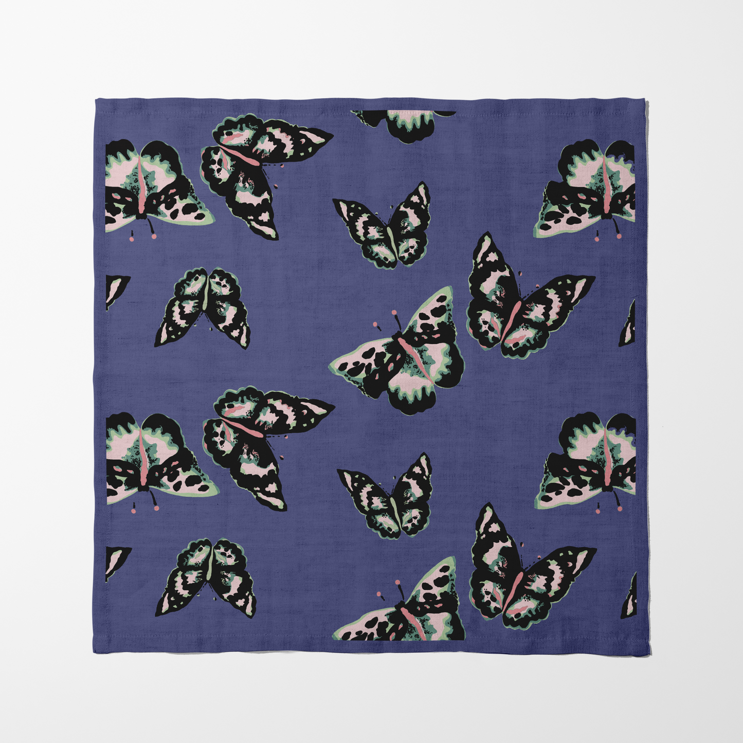 Sweet Butterflies Napkin in Midnight in Lightweight Linen