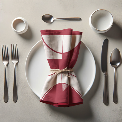 Crimson Red and White Napkin