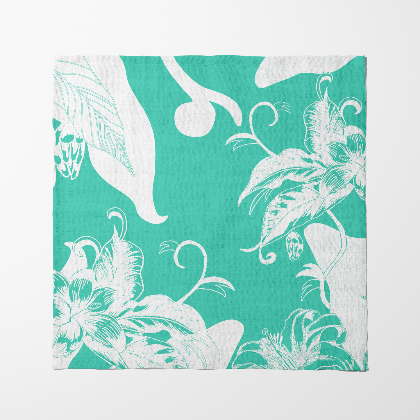 Tropical Paissage Bright Blue Napkin Lightweight Linen