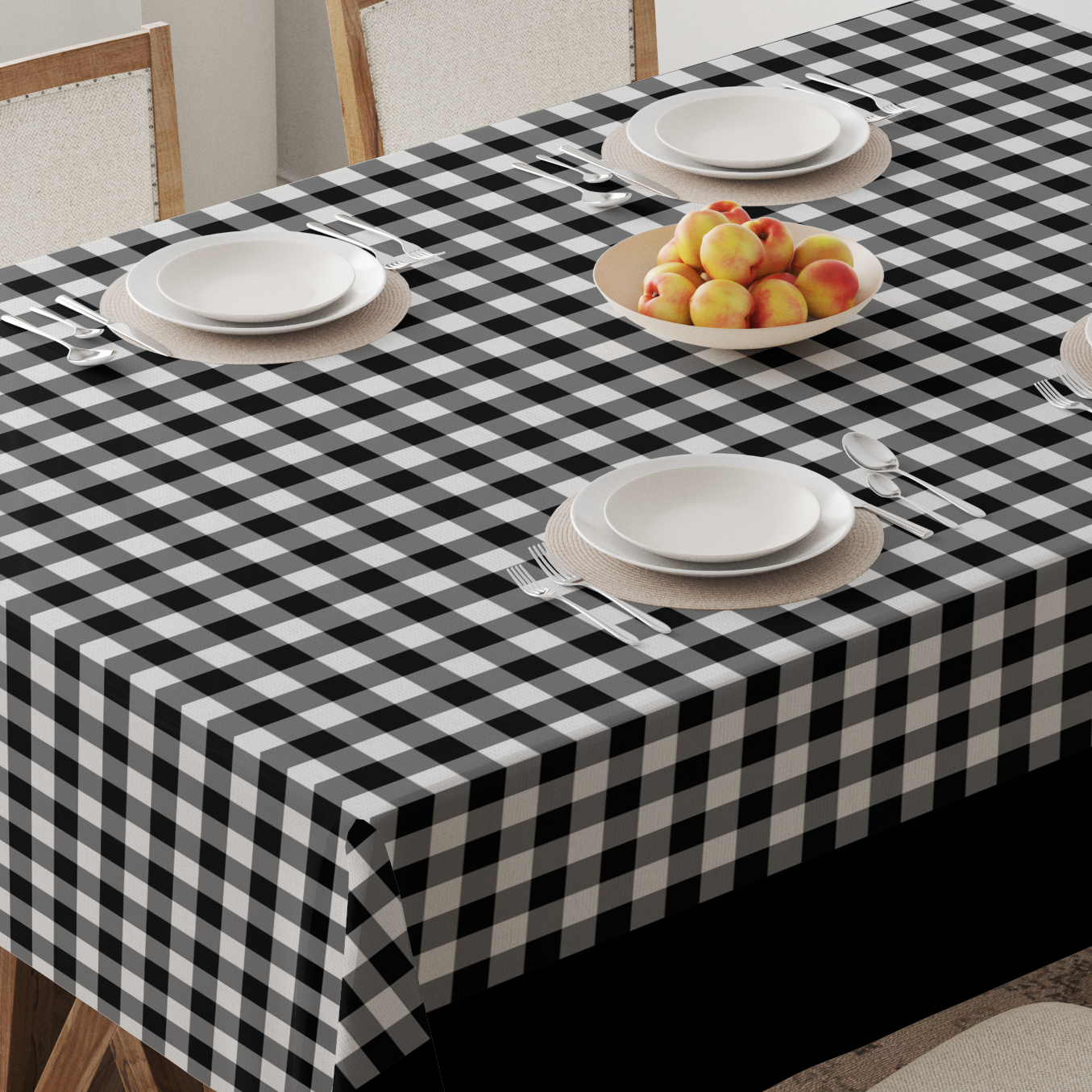 Gingham Tablecloth in Black & White