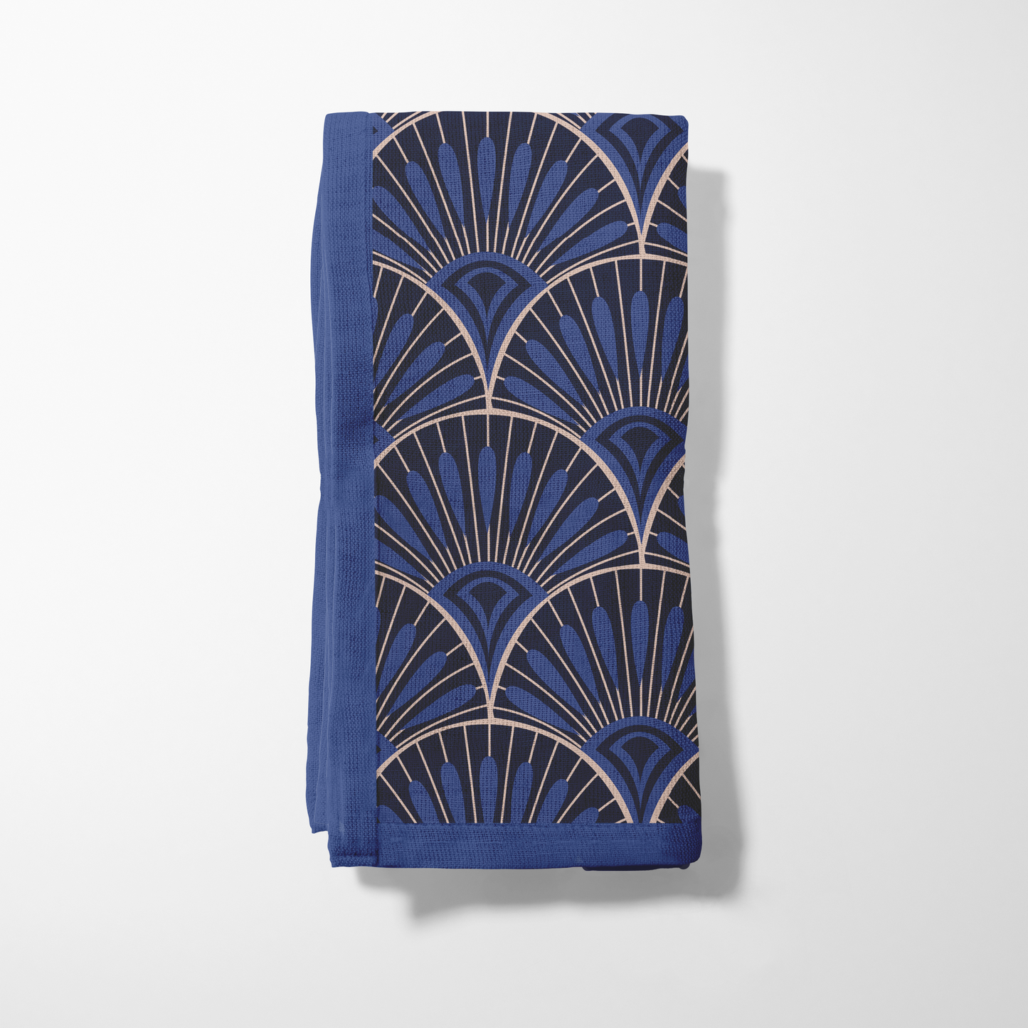 Midnight Blue Fans Napkin in Lightweight Linen