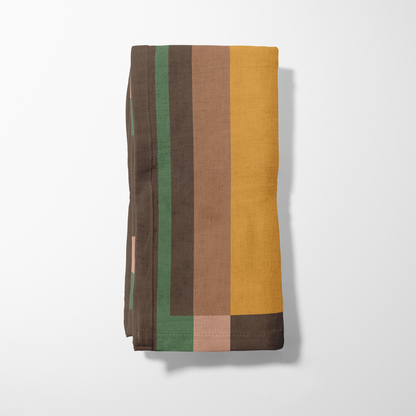 Candy Stripes Orange & Brown Napkin in Organic Cotton Voile