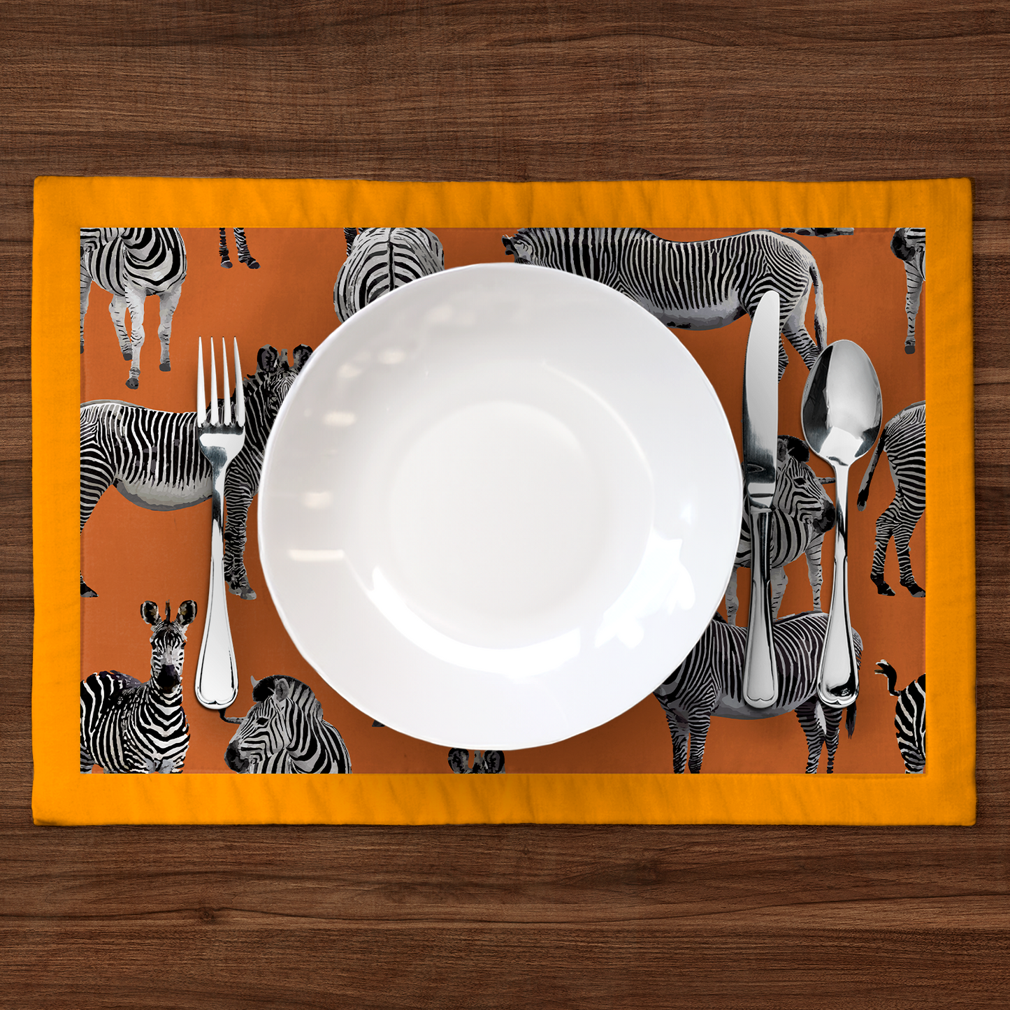 Zias Zebras Placemat in Mid Cotton Twill