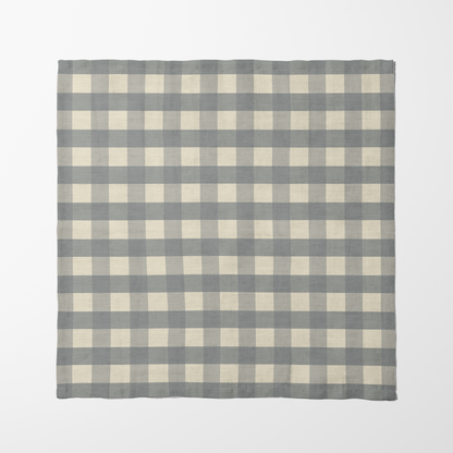 ONE Small Gingham Napkin - Stone in Organic Cotton Voile