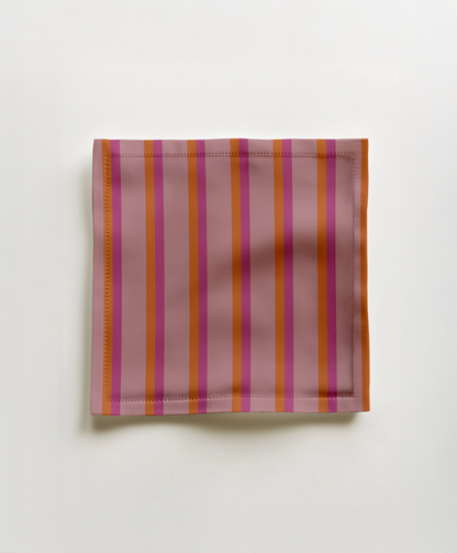 Candy Stripes Cocktail Napkin in Orange & Pink