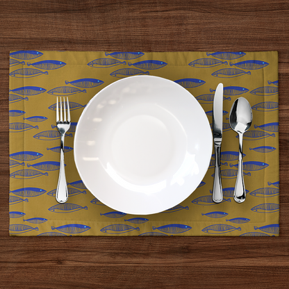 Fish Placemat in Orange & Blue
