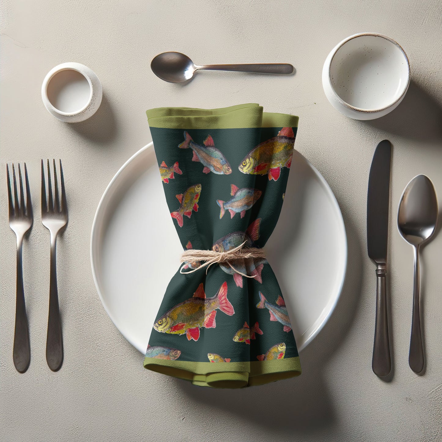 Rainbow Fish Napkin in Green