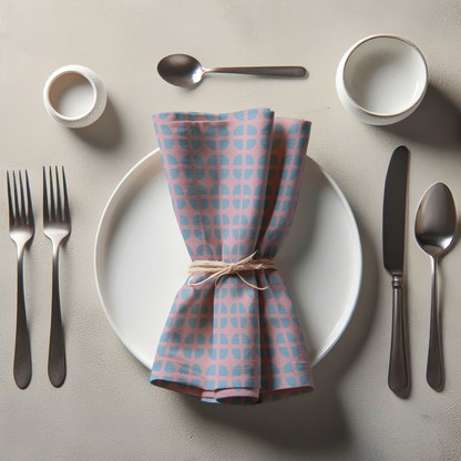 Fresh Fruit Napkin - Pale Pink Blue in Organic Cotton Voile