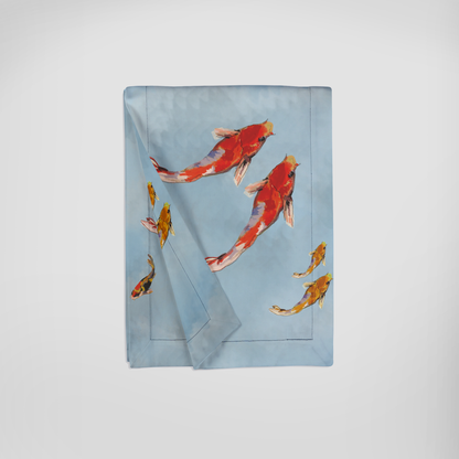 Coral Koi Fish Runner in Lightweight Linen