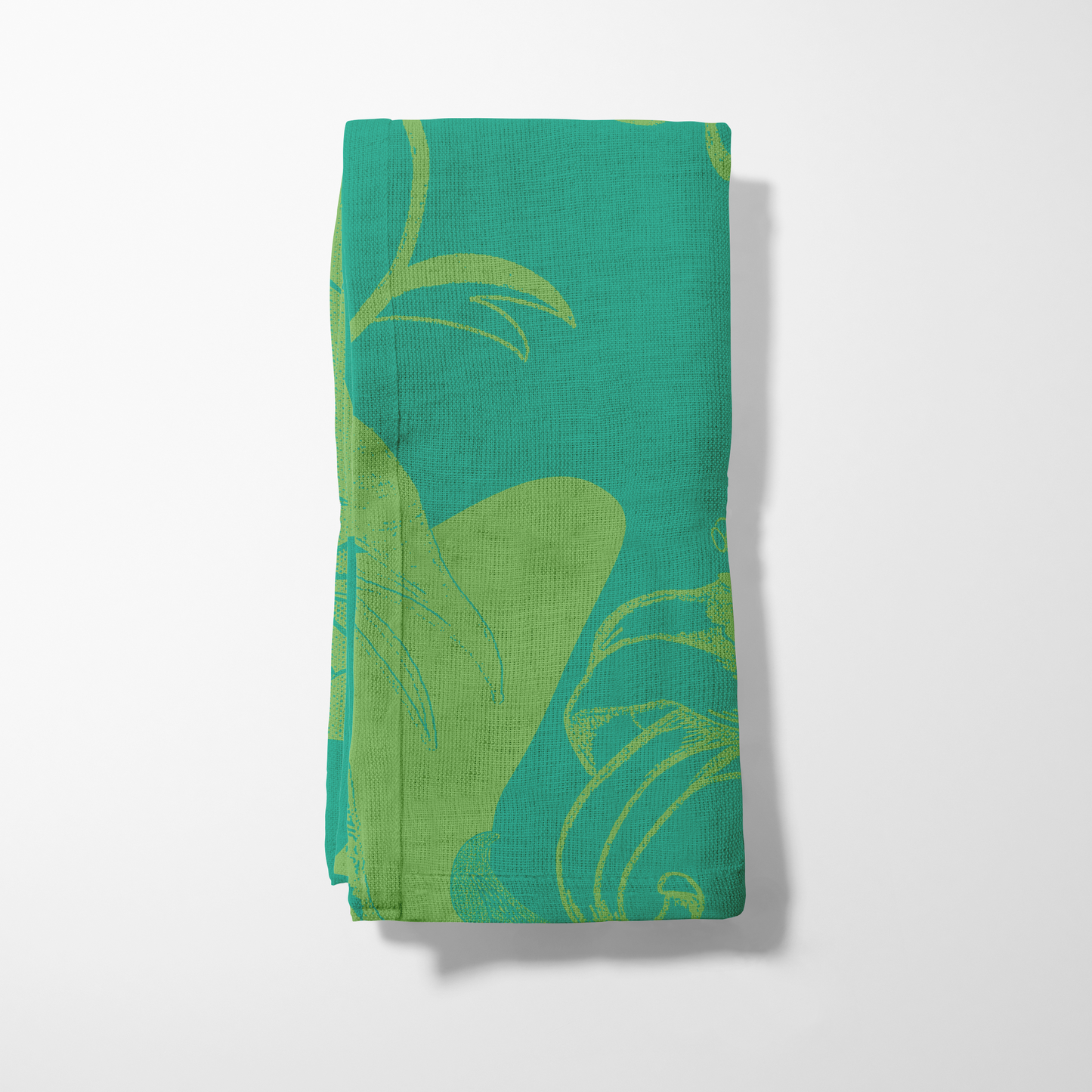 Tropical Paissage Bright Green Napkin in Lightweight Linen