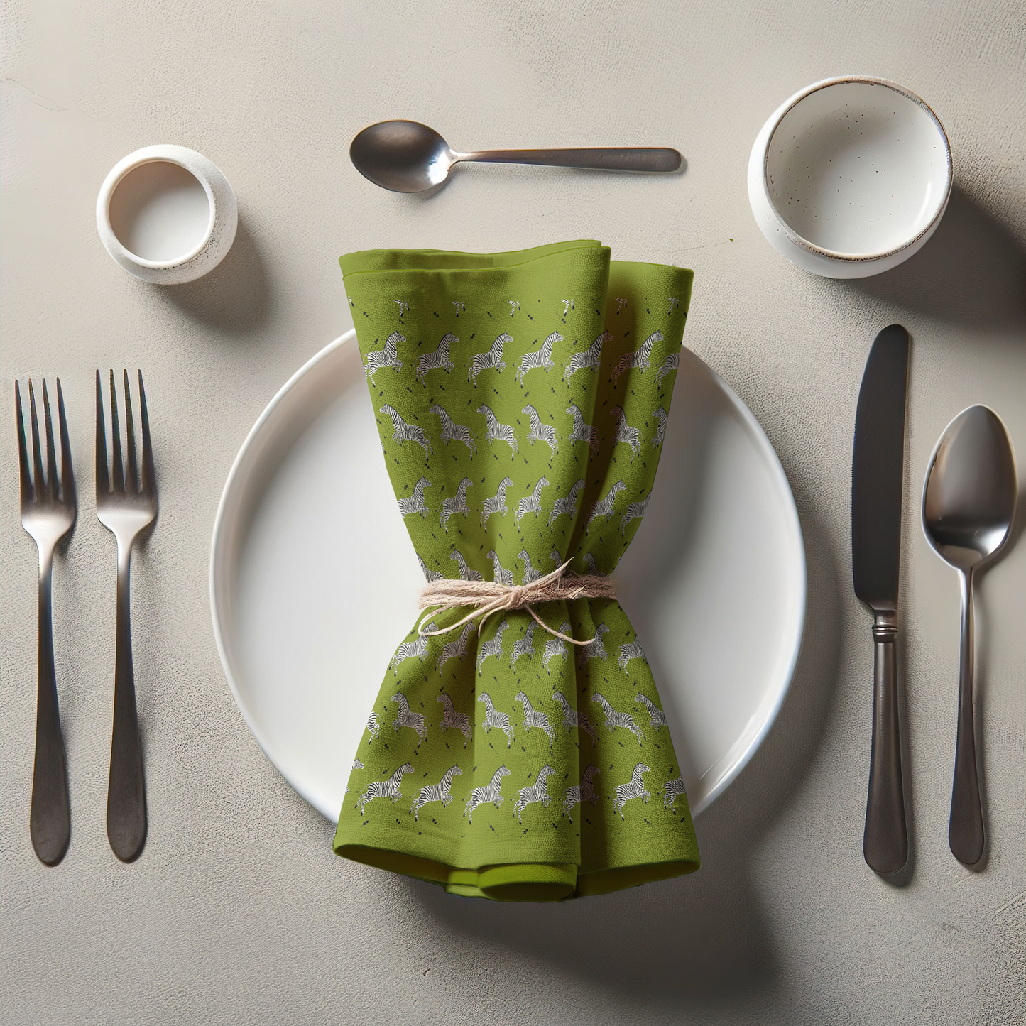 Leaping Zebras Napkin in Green