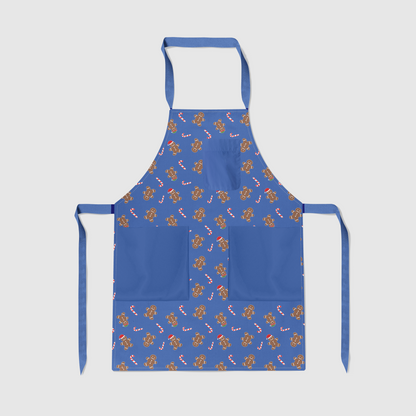 Gingerbread Dudes Full Chef Apron in Dark Blue