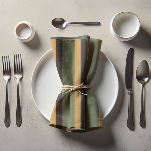 Candy Stripes Napkin in Green in Lightweight Linen