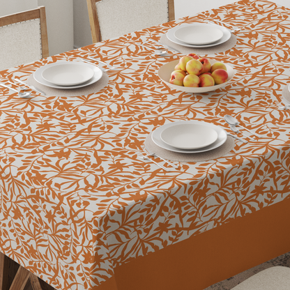 Figi Floral Tablecloth in Orange - Linen