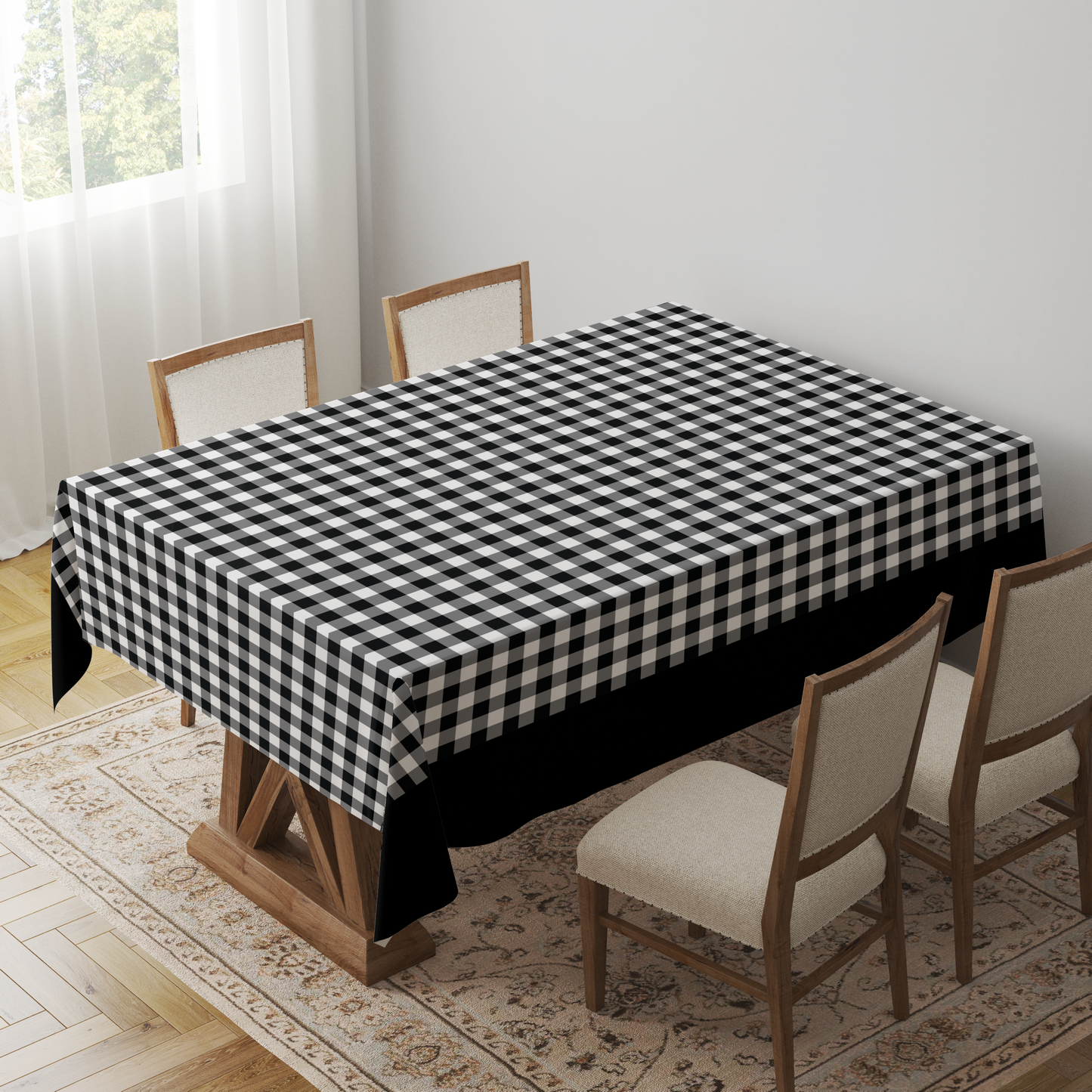 Gingham Tablecloth in Black & White