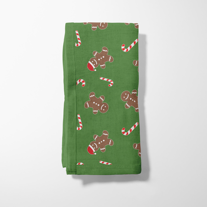 Gingerbread Dudes Napkin in Light Green