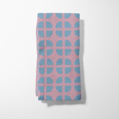 Fresh Fruit Napkin - Pale Pink Blue in Organic Cotton Voile