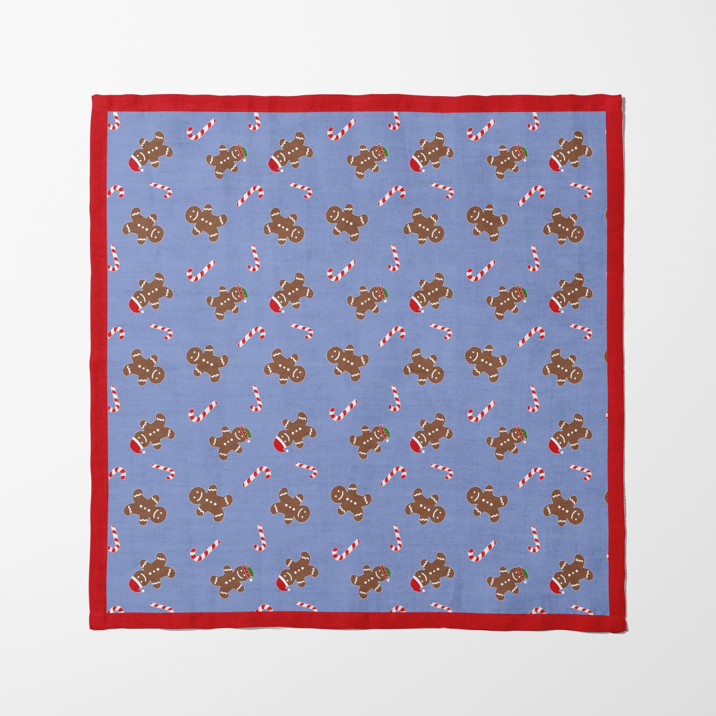 Gingerbread Dudes Napkin in Melted Snow with Light Red Border