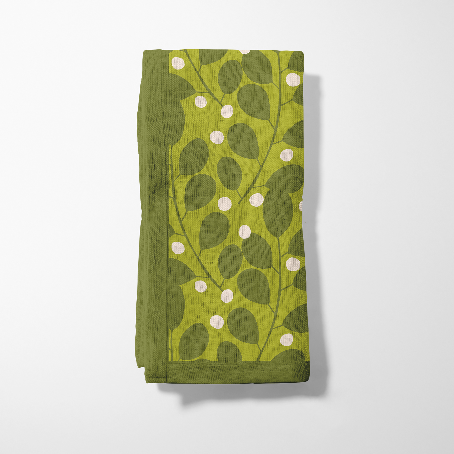 Branches + Dots Napkin — Lightweight Linen Green