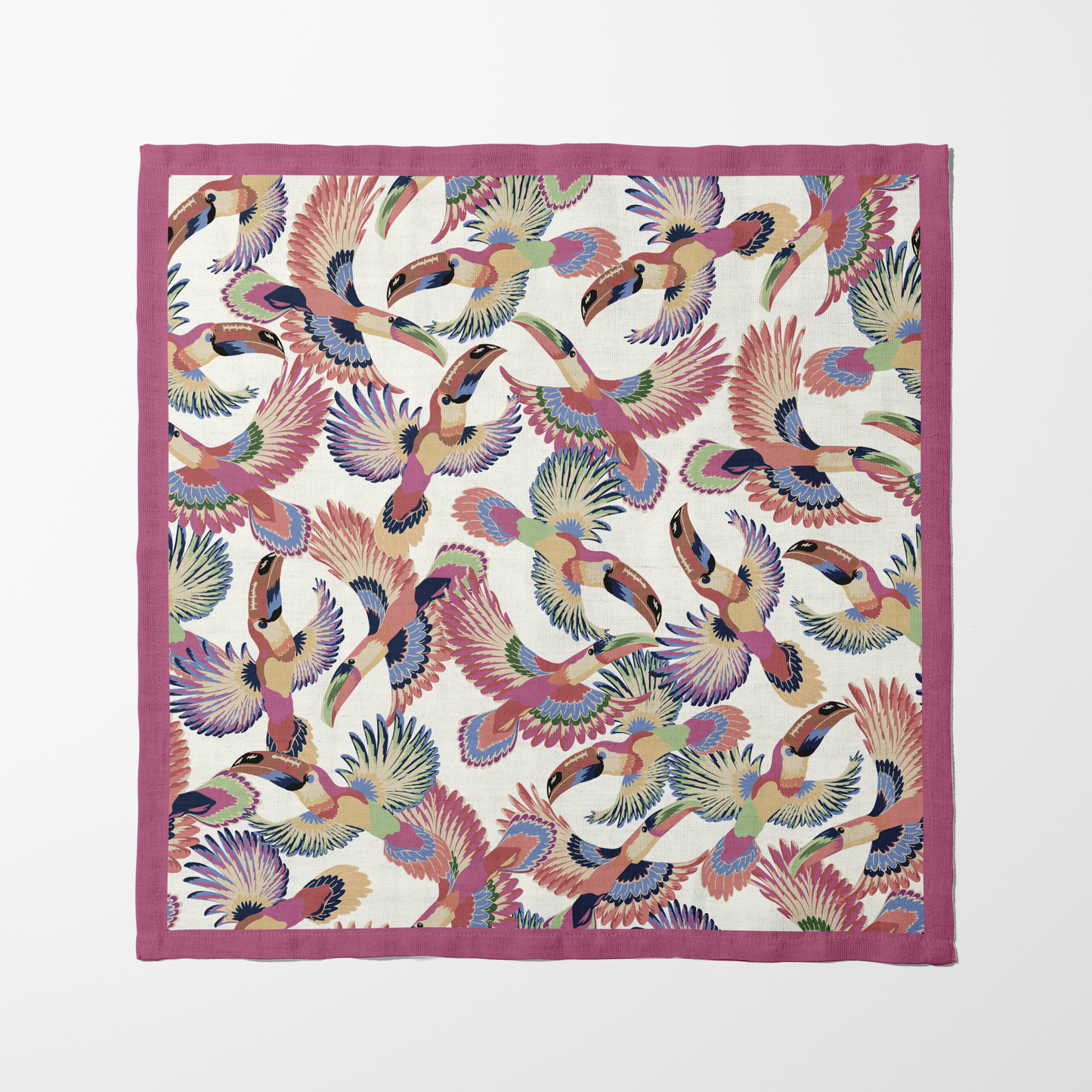 Soft Gliding Toucans Napkin in Pink in Lightweight Linen