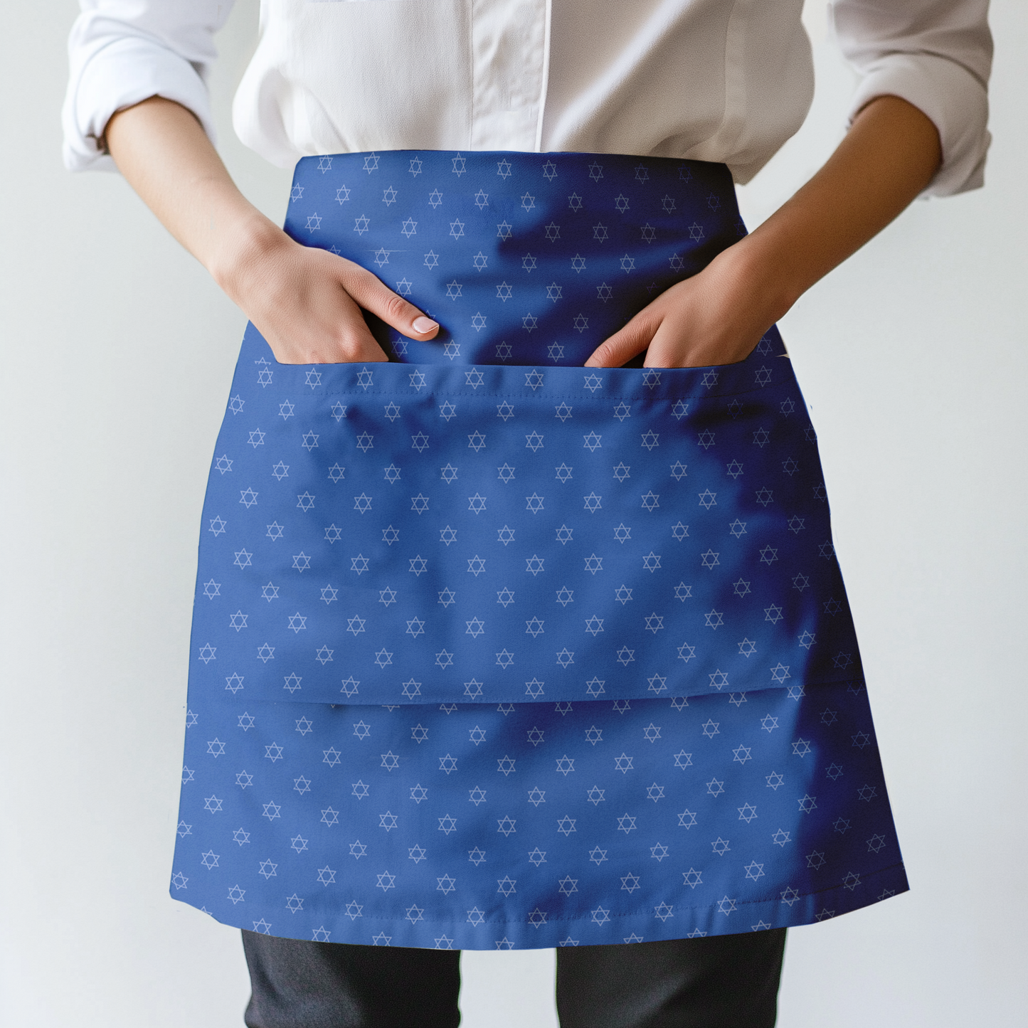 Star of David Half Apron in Dark Blue and White