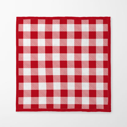 Red Gingham Napkin in Organic Cotton Voile