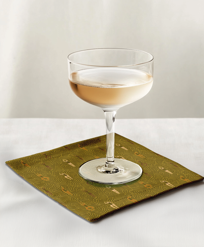 Swimmers in Summer in Gold Cocktail Napkin in Lightweight Linen