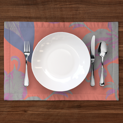 Tropical Paissage Placemat in Bright Pink in Lightweight Linen