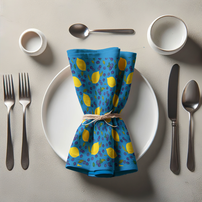 Spring Lemons Napkin in Cerulean