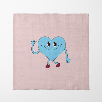 Blue Heart Napkin in Valentine Pink