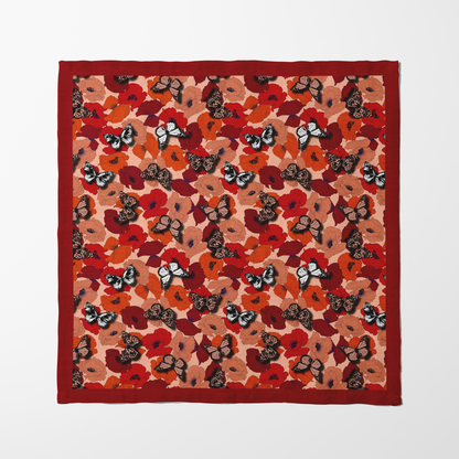 Listening Butterflies Napkin in Red in Lightweight Linen