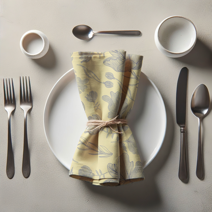 Summer Flowers Napkin in Light Yellow