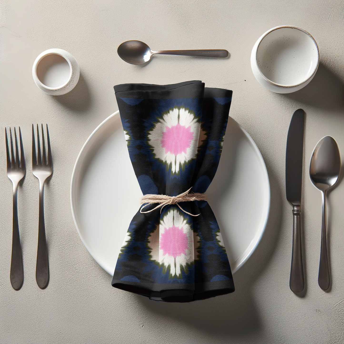 Ink Tie Dye Napkin in Organic Cotton Voile