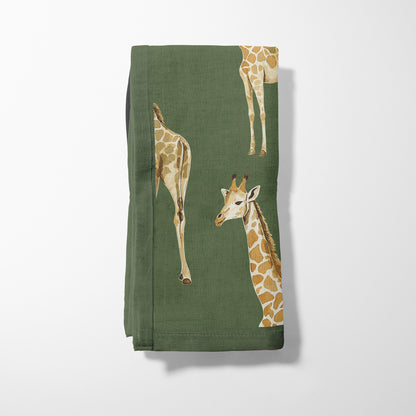 Napkin - Giraffe in Dark Moss