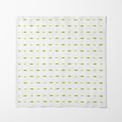 Fish and Waves Napkin in Green