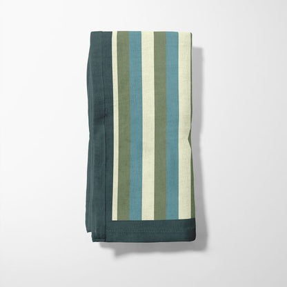 Tropical Stripes Napkin in Aqua in Organic Cotton Voile