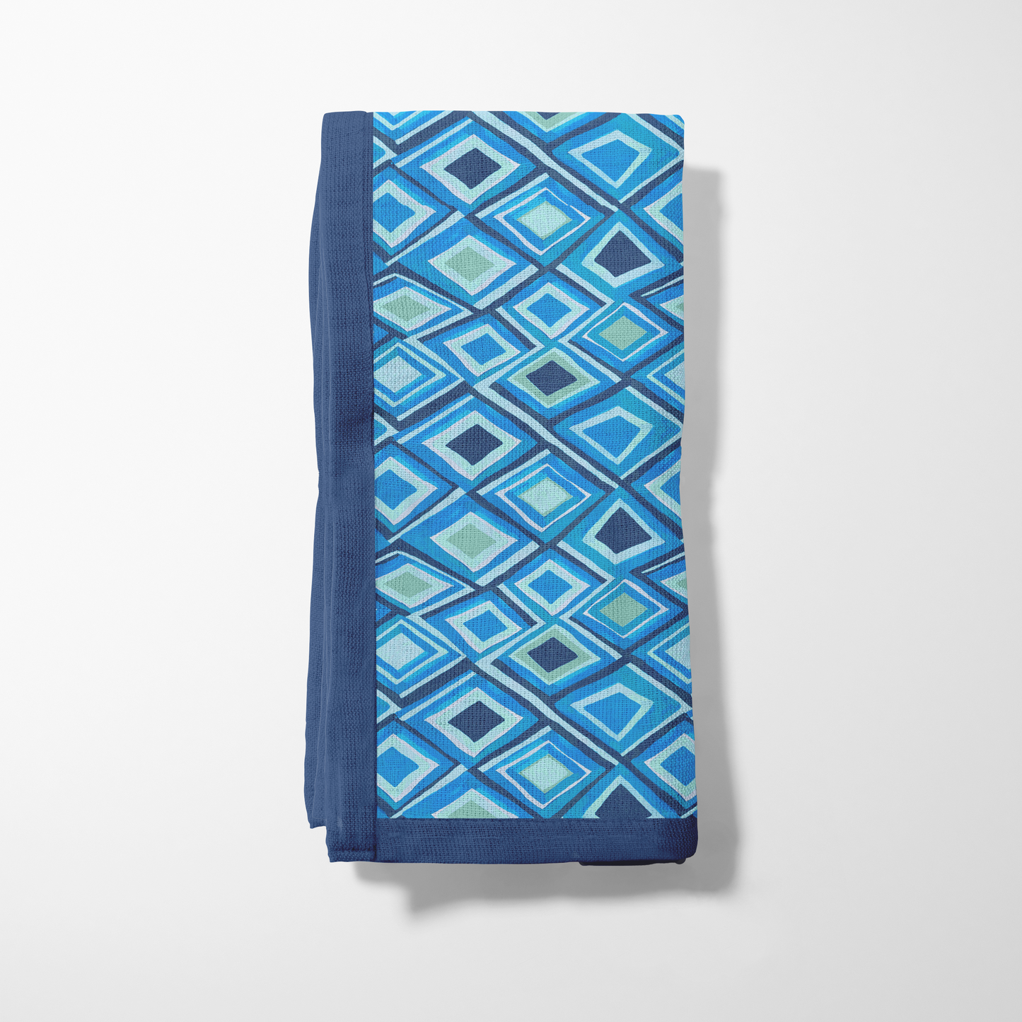 Aqua Argyle Napkin in Lightweight Linen
