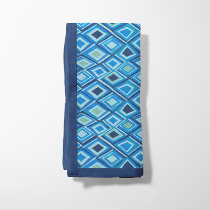 Aqua Argyle Napkin in Lightweight Linen