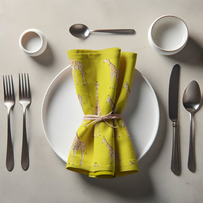 Napkin - Giraffes in yellow
