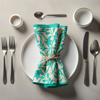 Figi Floral Napkin in Blue in Organic Cotton Voile