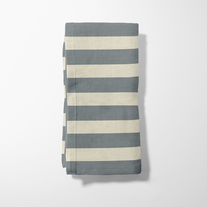 ONE Medium Stripes Napkin - Stone in Organic Cotton Voile