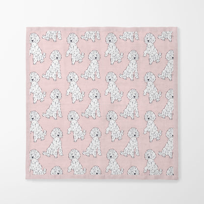 Oy with the Poodles Napkin in Pink in Organic Cotton Voile